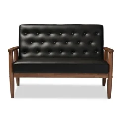 Kirkland's Home Sofas & Loveseats-Faux Leather Modern 2-Seat Loveseat