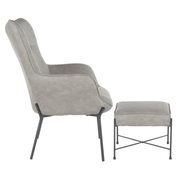 Kirkland's Home Accent Chairs-Faux Leather 2-Pc. Chair And Ottoman Set