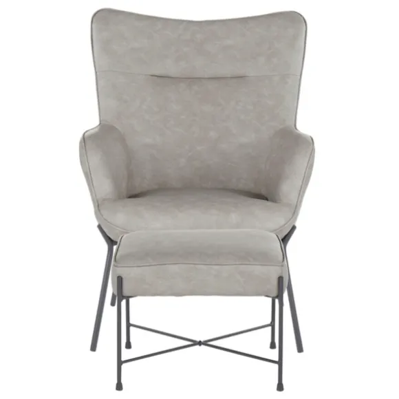 Kirkland's Home Accent Chairs-Faux Leather 2-Pc. Chair And Ottoman Set