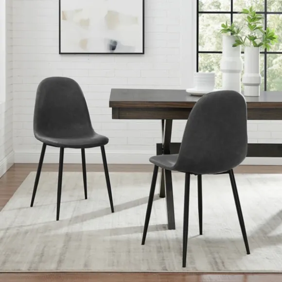 Kirkland's Home Dining Chairs-Faux Leather Slope Dining Chairs, Set Of 2