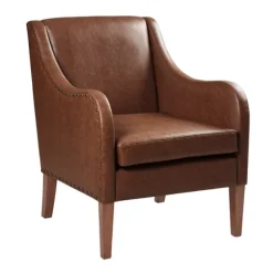 Kirkland's Home Accent Chairs-Faux Leather Sloped Arm Accent Chair