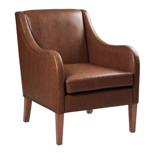 Kirkland's Home Accent Chairs-Faux Leather Sloped Arm Accent Chair