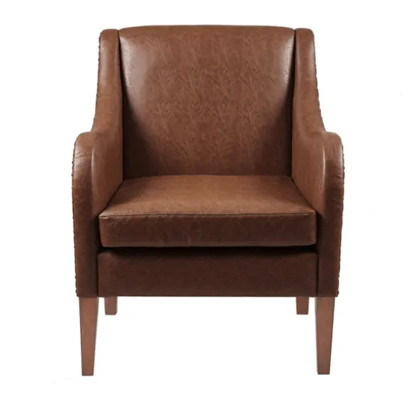 Kirkland's Home Accent Chairs-Faux Leather Sloped Arm Accent Chair