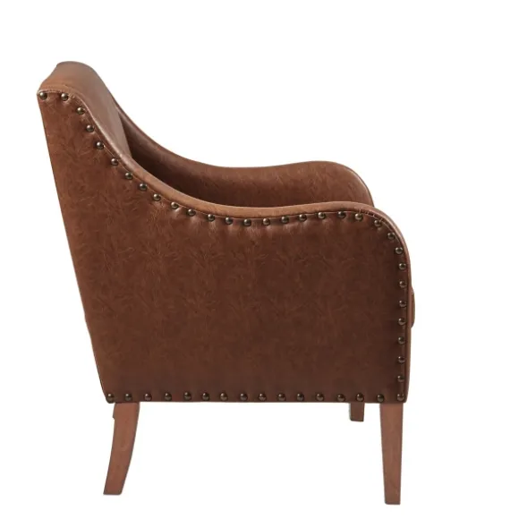 Kirkland's Home Accent Chairs-Faux Leather Sloped Arm Accent Chair