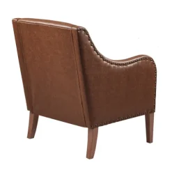 Kirkland's Home Accent Chairs-Faux Leather Sloped Arm Accent Chair