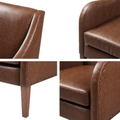 Kirkland's Home Accent Chairs-Faux Leather Sloped Arm Accent Chair