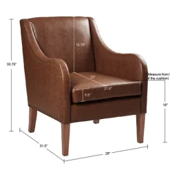 Kirkland's Home Accent Chairs-Faux Leather Sloped Arm Accent Chair