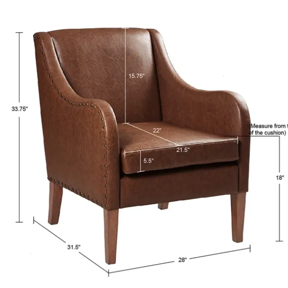 Kirkland's Home Accent Chairs-Faux Leather Sloped Arm Accent Chair