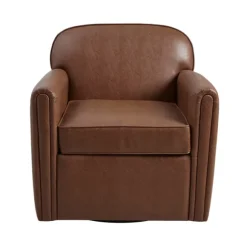 Kirkland's Home Accent Chairs-Faux Leather Swivel Club Chair