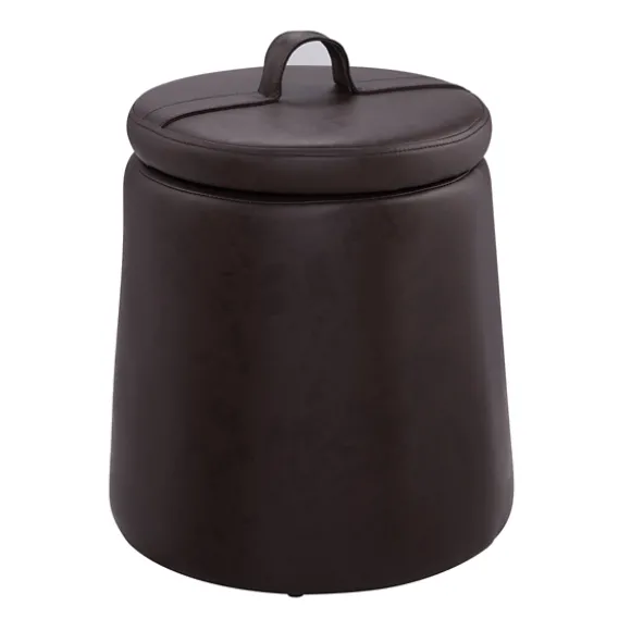Kirkland's Home Benches & Ottomans-Faux Leather Top Handle Storage Ottoman
