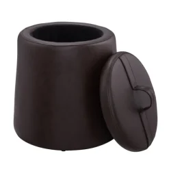 Kirkland's Home Benches & Ottomans-Faux Leather Top Handle Storage Ottoman