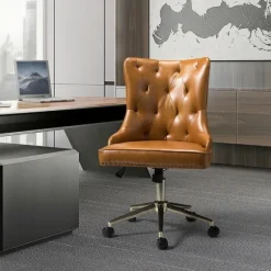 Kirkland's Home Office Furniture-Faux Leather Tufted Back Office Chair