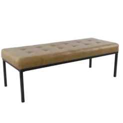 Kirkland's Home Benches & Ottomans-Faux Leather Tufted Button Bench