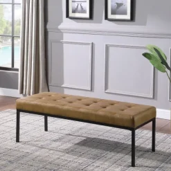 Kirkland's Home Benches & Ottomans-Faux Leather Tufted Button Bench