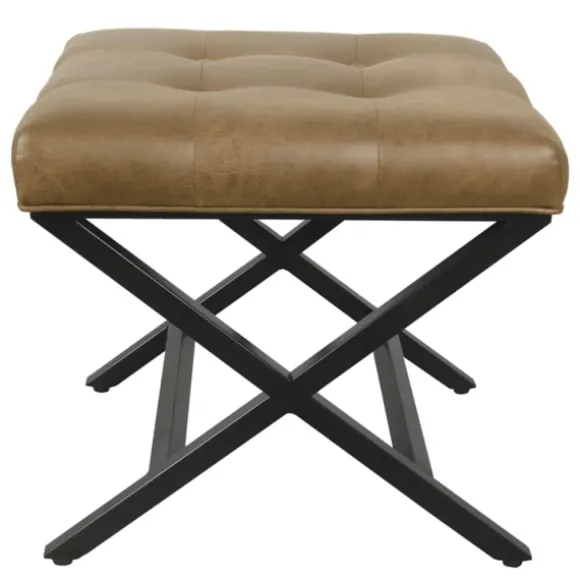 Kirkland's Home Benches & Ottomans-Faux Leather Tufted X-Frame Bench