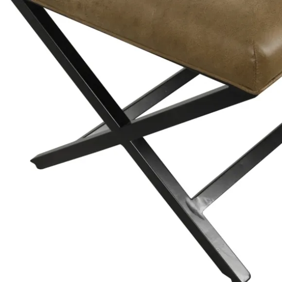 Kirkland's Home Benches & Ottomans-Faux Leather Tufted X-Frame Bench