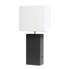 Kirkland's Home Table Lamps-Faux Leather Usb Table Lamp