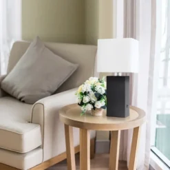 Kirkland's Home Table Lamps-Faux Leather Usb Table Lamp