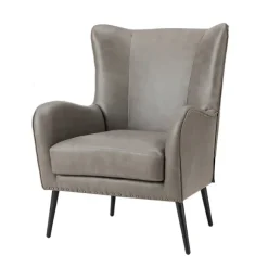 Kirkland's Home Accent Chairs-Faux Leather Wingback Accent Chair
