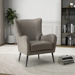 Kirkland's Home Accent Chairs-Faux Leather Wingback Accent Chair