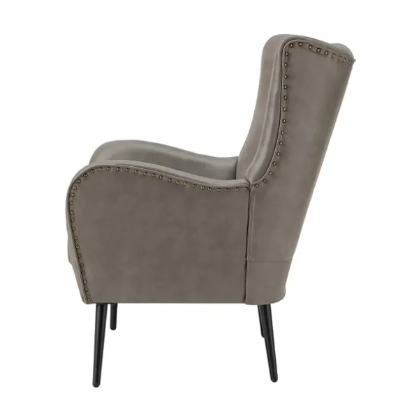 Kirkland's Home Accent Chairs-Faux Leather Wingback Accent Chair