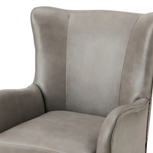 Kirkland's Home Accent Chairs-Faux Leather Wingback Accent Chair