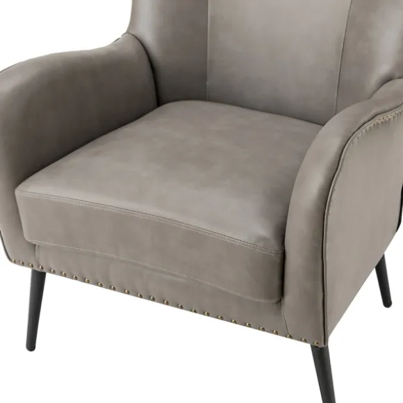 Kirkland's Home Accent Chairs-Faux Leather Wingback Accent Chair