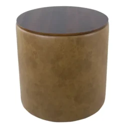 Kirkland's Home Benches & Ottomans-Faux Leather Wood Top Storage Ottoman