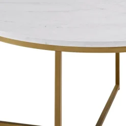 Kirkland's Home Coffee Tables-Faux Marble & Gold X-Base Coffee Table