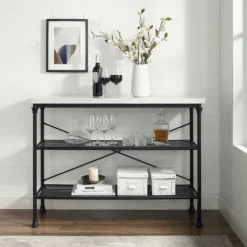 Kirkland's Home Console Tables-Faux Marble Top 3-Tier Melody Console Table
