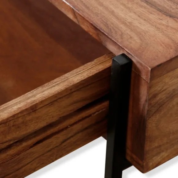 Kirkland's Home Console Tables-Fir Wood And Steel Cross Frame Console Table