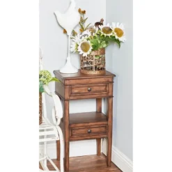 Kirkland's Home Accent & End Tables-Fir Wood Tiered Side Table