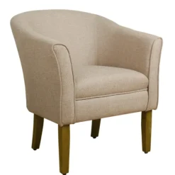 Kirkland's Home Accent Chairs-Flax Brown Modern Barrel Accent Chair