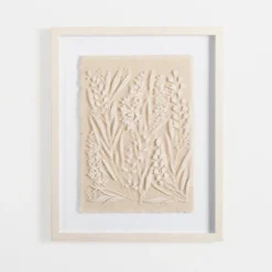 Kirkland's Home Framed Art-Floral On Glass And Natural Linen Framed Art Print