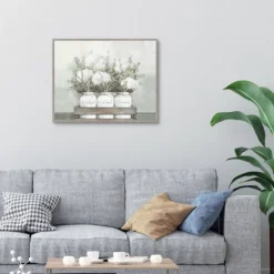 Kirkland's Home Canvas Art-Flower Jars Framed Canvas Art Print