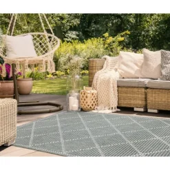 Kirkland's Home Outdoor Rugs-Forest Geo Lattice Outdoor Area Rug, 6X9
