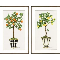 Kirkland's Home Framed Art-Fruit Topiary Giclee Black Framed Prints, Set Of 2