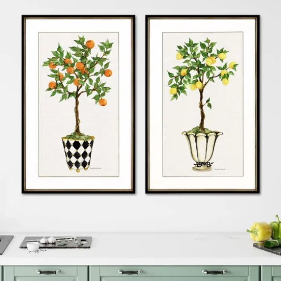 Kirkland's Home Framed Art-Fruit Topiary Giclee Black Framed Prints, Set Of 2