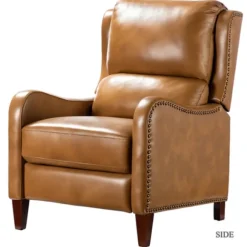 Kirkland's Home Accent Chairs-Full-Grain Leather Recliner Accent Chair