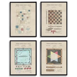 Kirkland's Home Framed Art-Game Boards Patents Framed Art Prints, Set Of 4