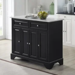 Kirkland's Home Kitchen Islands & Bar Carts-Gia Black And White Marble Kitchen Island