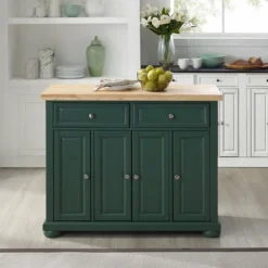 Kirkland's Home Kitchen Islands & Bar Carts-Gia Forest Green Wood Kitchen Island