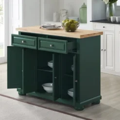 Kirkland's Home Kitchen Islands & Bar Carts-Gia Forest Green Wood Kitchen Island