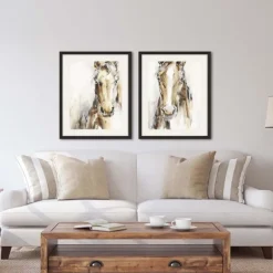 Kirkland's Home Framed Art-Gift Horse Giclee Espresso Framed Prints, Set Of 2