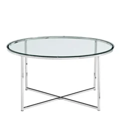Kirkland's Home Coffee Tables-Glass & Chrome X-Base Coffee Table