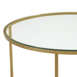Kirkland's Home Coffee Tables-Glass & Gold X-Base Coffee Table