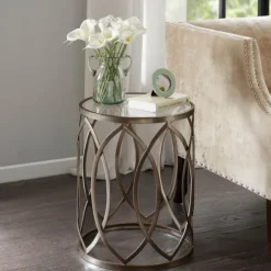 Kirkland's Home Accent & End Tables-Glass And Metal Accent Table