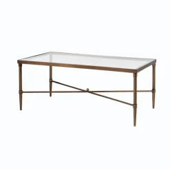 Kirkland's Home Coffee Tables-Glass And Metal Rectangle Porter Coffee Table