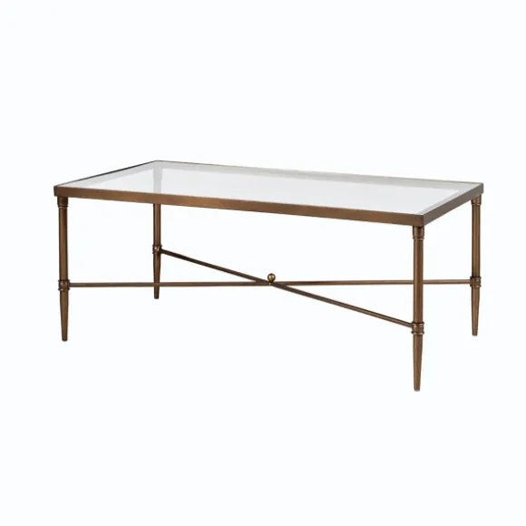 Kirkland's Home Coffee Tables-Glass And Metal Rectangle Porter Coffee Table