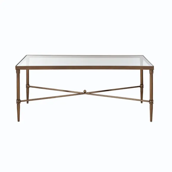 Kirkland's Home Coffee Tables-Glass And Metal Rectangle Porter Coffee Table